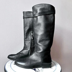Massimo Dutti Black Pebbled Leather Women’s Knee High Riding Boots EU 37 US 6.5